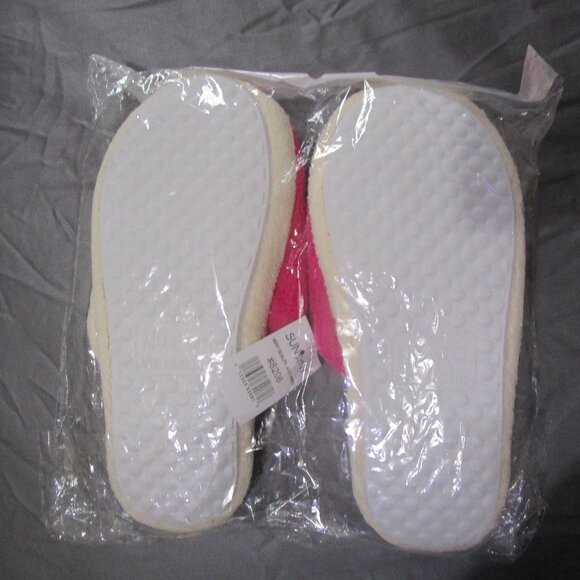 Adorable NWT SUN NY GIRLS IVORY AND PINK FUZZY SLIPPERS SIZE 12-13 (APPROX 31) - Picture 4 of 4